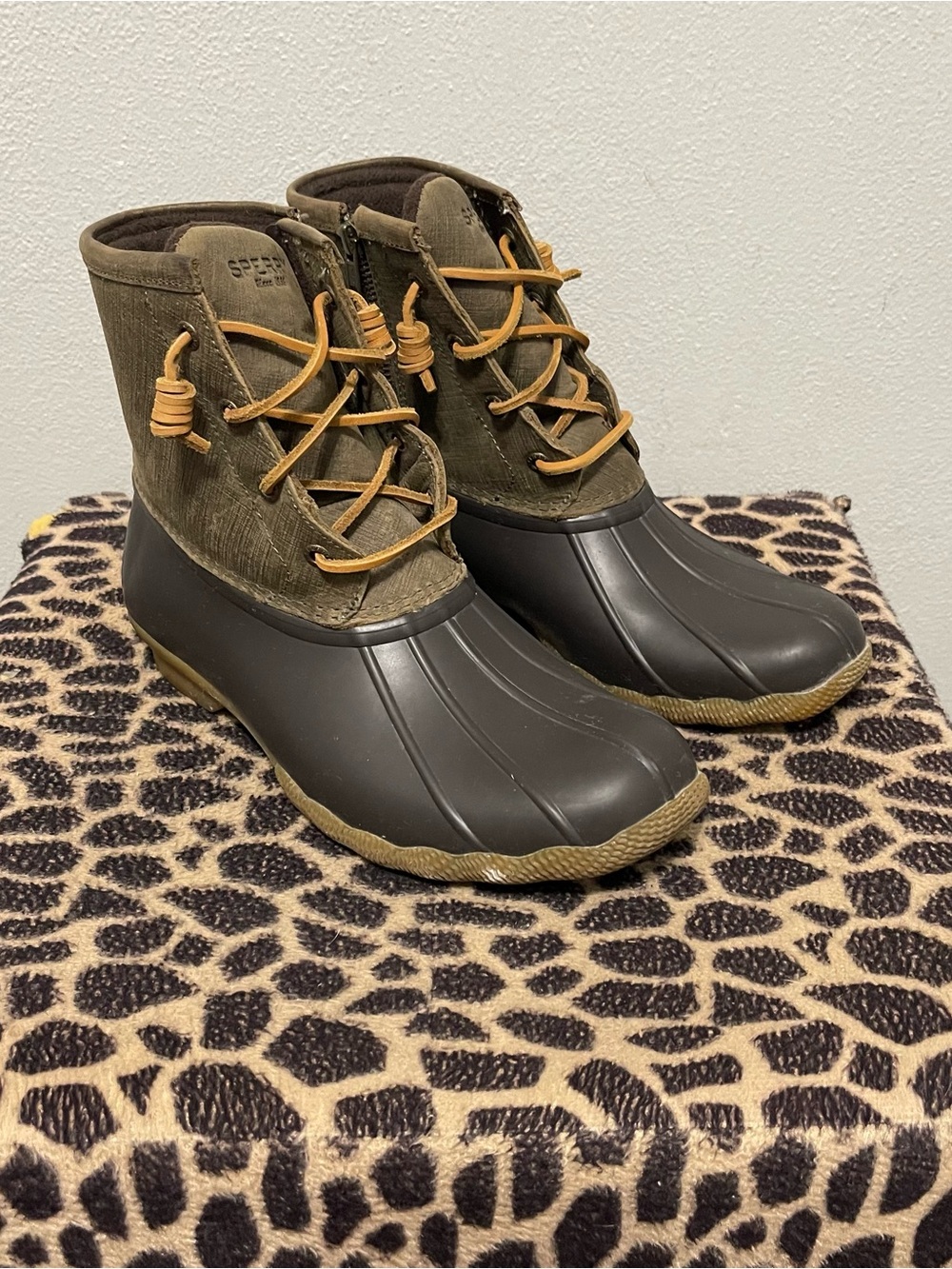 Sperry Top Sider Rain Duck Boots Brown Khaki Womens 8.5